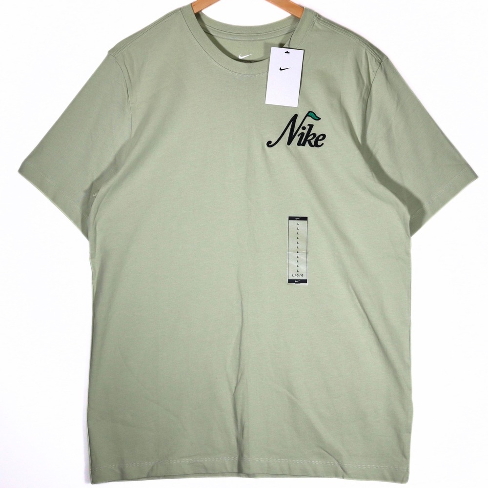 Nike Golf T-Shirt Mens Large Green NWT Script Logo Embroidered Cotton Casual Tee
